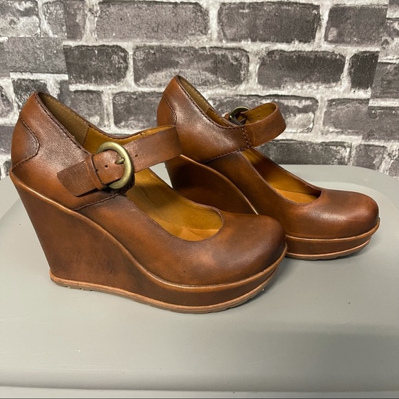 KorkEase Shoes Kork Ease Yuki Platform Wedges Brown Leather Mary